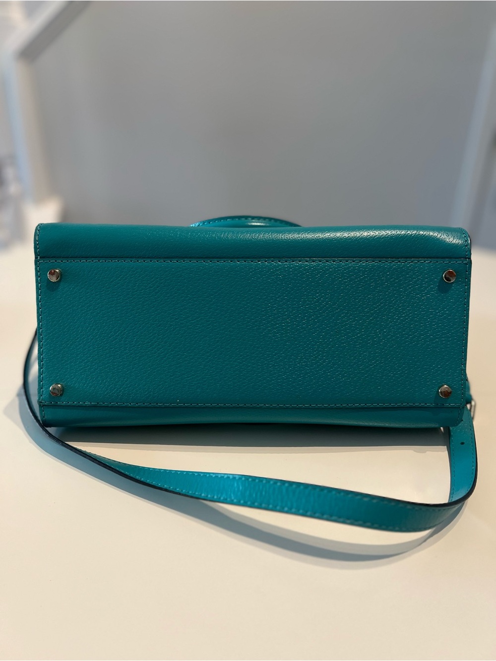 NWOT Kate Spade Teal Leather Satchel with Gold Hardware - Picture 5 of 5